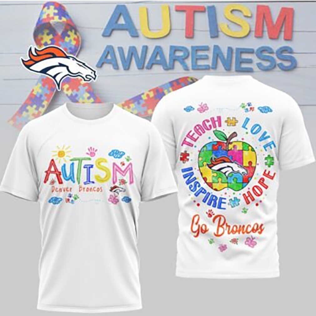 Denver Broncos Autism Awareness Teach Love Hope Puzzle NFL Football Fan T Shirt Denver Broncos Autism Awareness Teach Love Hope Puzzle NFL Football Fan T Shirt