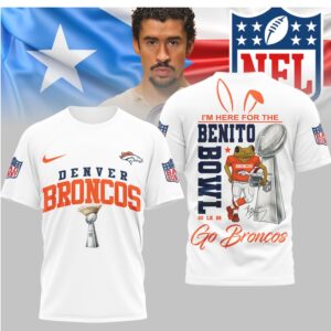 Denver Broncos Bad Bunny Benito Bowl 2026 Championship Graphic Football Fan Shirt