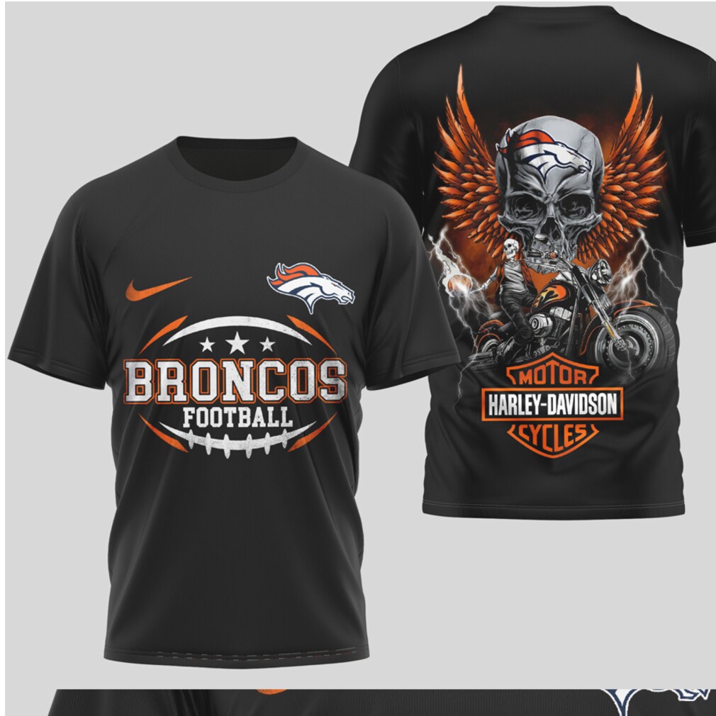 Denver Broncos Harley Davidson Skull Wing Motor Cycles Football Game Day tshirt Denver Broncos Harley Davidson Skull Wing Motor Cycles Football Game Day tshirt