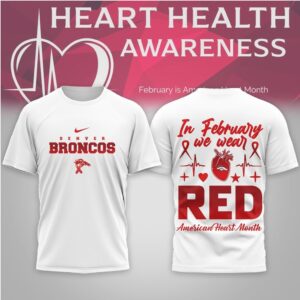 Denver Broncos Heart Health Awareness American Heart Month Nike Graphic Fan Shirt