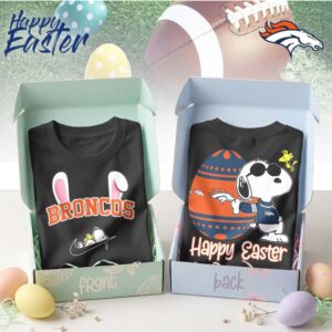 Denver Broncos Snoopy Happy Easter Egg Hunt Nike Logo Orange Football Shirt