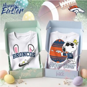 Denver Broncos Snoopy Happy Easter Egg Hunt Nike Logo Orange Football Shirt