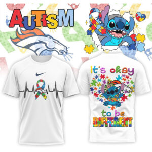 Denver Broncos Stitch Autism Awareness Puzzle Heart Support It’s Okay To Be Different Shirt Denver Broncos Stitch Autism Awareness Puzzle Heart Support It’s Okay To Be Different Shirt