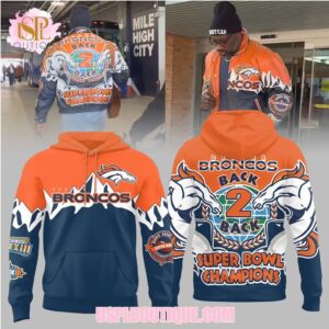 Denver Broncos Super Bowl Champions Back To Back Vintage Style All Over Print Hoodie