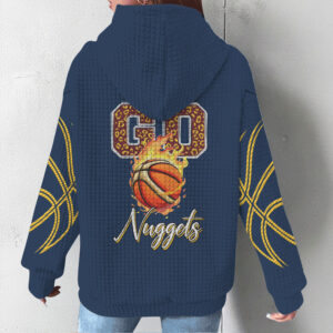 Denver Nuggets Navy Waffle Knit Hoodie Classic NBA Team Graphic Basketball Hoodie Denver Nuggets Navy Waffle Knit Hoodie Classic NBA Team Graphic Basketball Hoodie