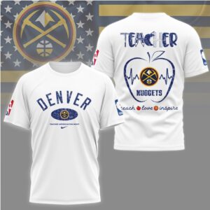 Denver Nuggets Teacher Appreciation Night Apple Heart Design Basketball Coach Gift Shirt