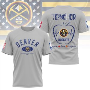 Denver Nuggets Teacher Appreciation Night Apple Heart Design Basketball Coach Gift Shirt
