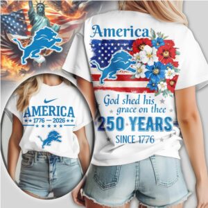 Detroit Lions America 250 Years Since 1776 Patriotic Independence Day Football Fan Shirt