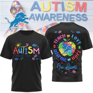 Detroit Lions Autism Awareness Support Teach Love Hope NFL T Shirt Detroit Lions Autism Awareness Support Teach Love Hope NFL T Shirt