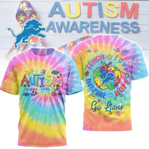 Detroit Lions Autism Awareness Support Teach Love Hope NFL T Shirt