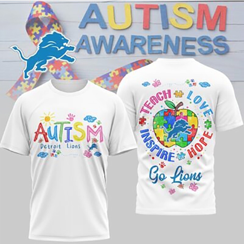 Detroit Lions Autism Awareness Support Teach Love Hope NFL T Shirt Detroit Lions Autism Awareness Support Teach Love Hope NFL T Shirt
