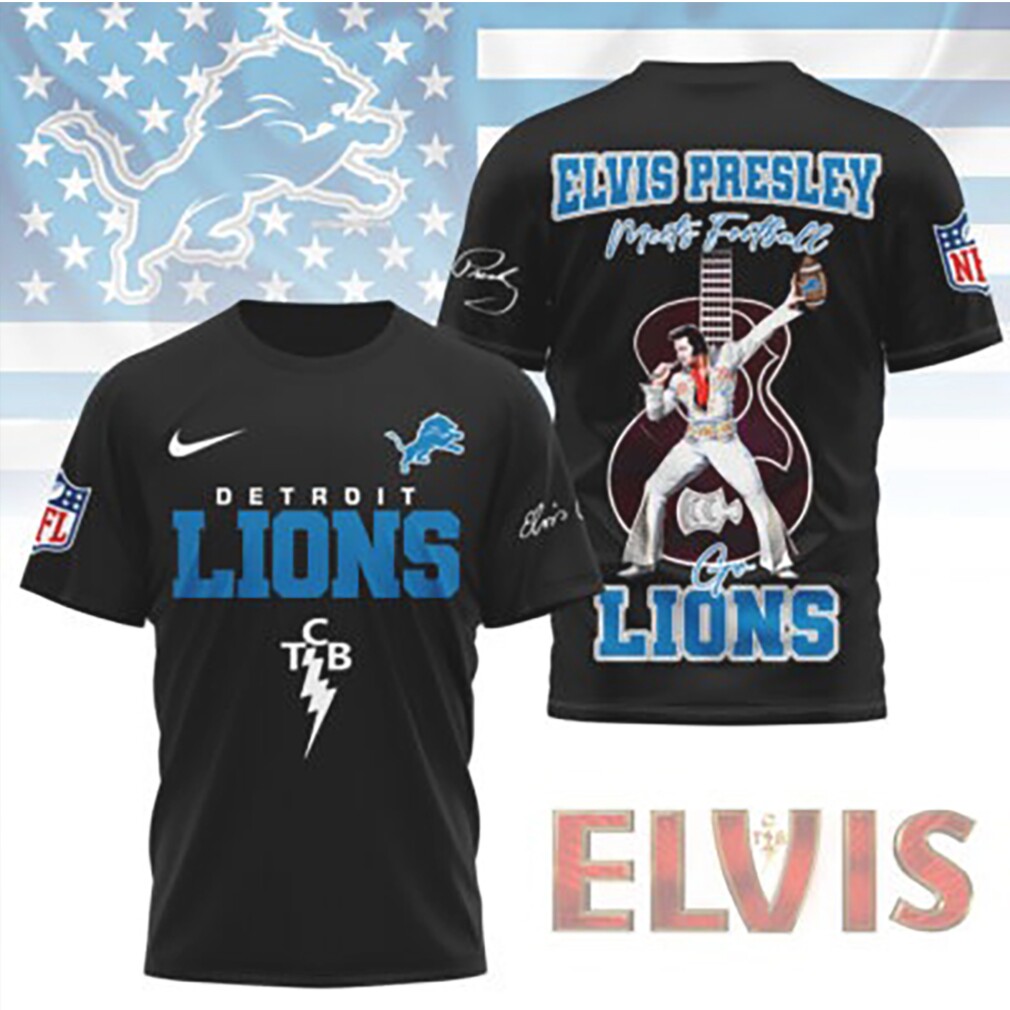 Detroit Lions Elvis Presley Meets Football NFL Rock and Roll tshirt Detroit Lions Elvis Presley Meets Football NFL Rock and Roll tshirt
