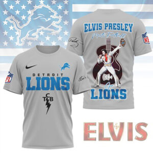 Detroit Lions Elvis Presley Meets Football NFL Rock and Roll tshirt