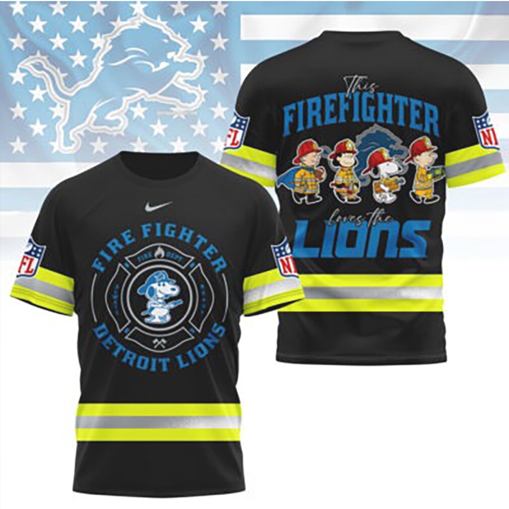 Detroit Lions Firefighter Snoopy Peanuts Hero Sports Fan tshirt Detroit Lions Firefighter Snoopy Peanuts Hero Sports Fan tshirt