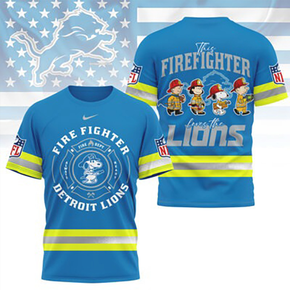 Detroit Lions Firefighter Snoopy Peanuts Hero Sports Fan tshirt Detroit Lions Firefighter Snoopy Peanuts Hero Sports Fan tshirt