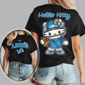 Detroit Lions Hello Kitty Retro 90s Style Football Fan Sunday Gameday T Shirt