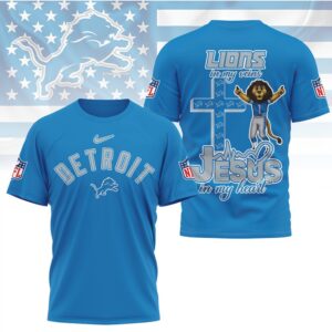 Detroit Lions Jesus In My Heart Faith Football Fan Graphic NFL T Shirt Detroit Lions Jesus In My Heart Faith Football Fan Graphic NFL T Shirt