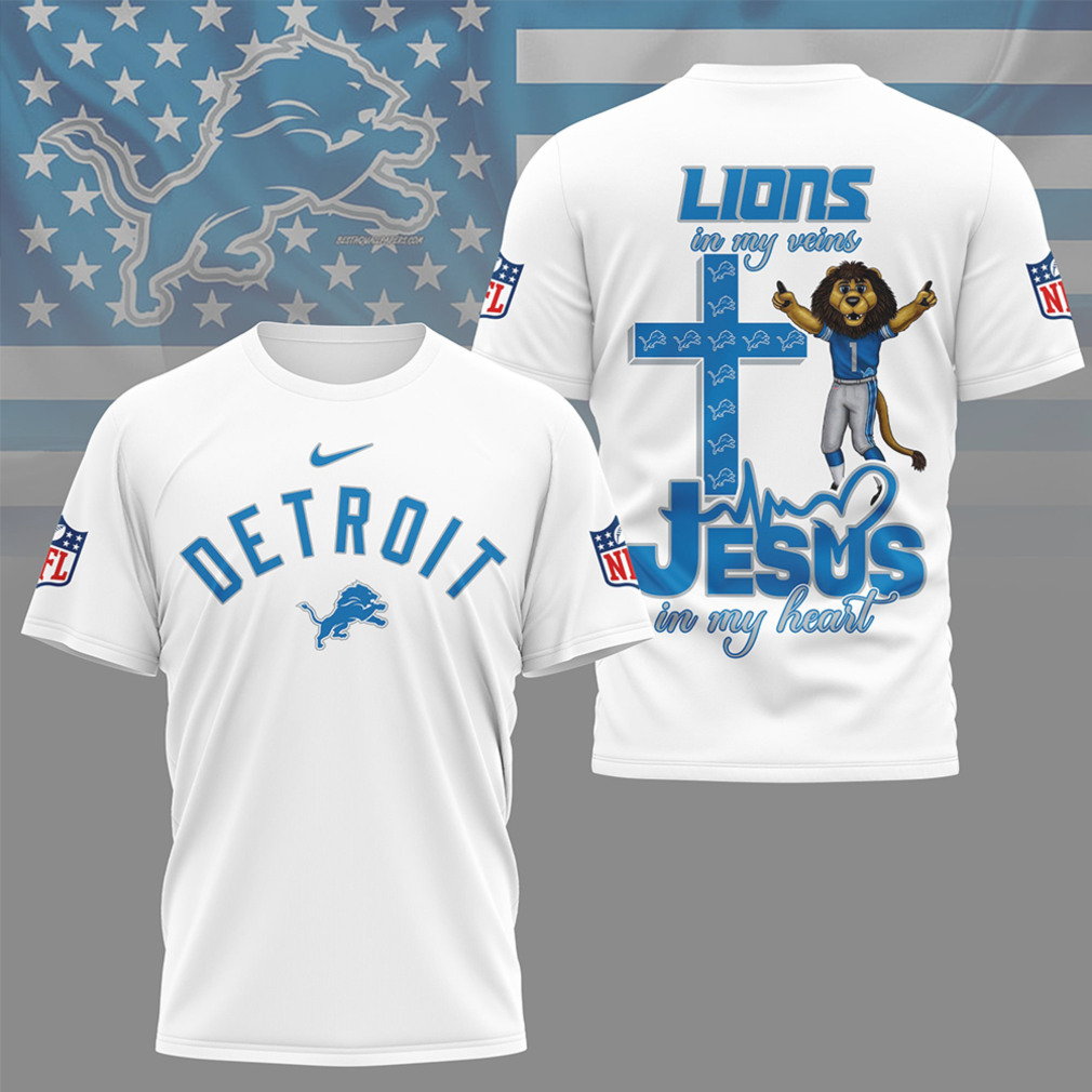Detroit Lions Jesus In My Heart Faith Football Fan Graphic NFL T Shirt Detroit Lions Jesus In My Heart Faith Football Fan Graphic NFL T Shirt