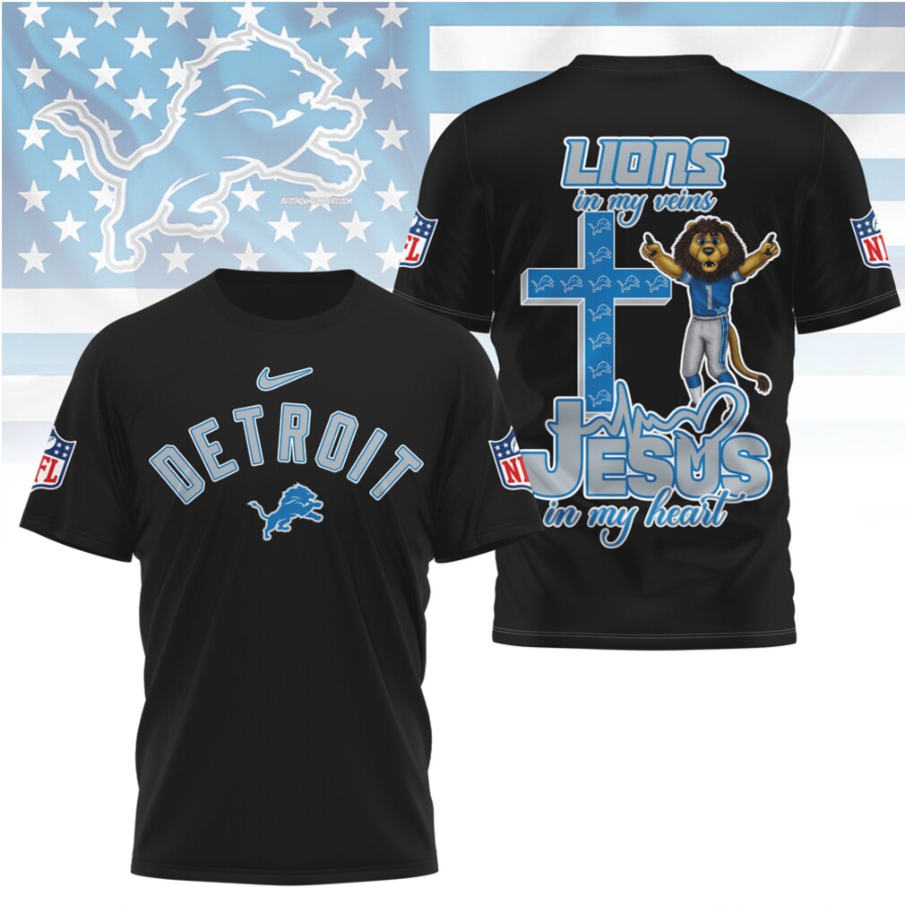 Detroit Lions Jesus In My Heart Faith Football Fan Graphic NFL T Shirt Detroit Lions Jesus In My Heart Faith Football Fan Graphic NFL T Shirt