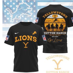 Detroit Lions Yellowstone Dutton Ranch Montana Mashup Football Fan T Shirt Detroit Lions Yellowstone Dutton Ranch Montana Mashup Football Fan T Shirt