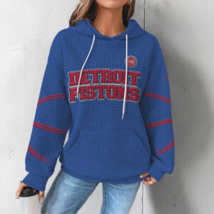 Detroit Pistons Vintage Style Blue Waffle Knit Retro Basketball Fan Apparel Hoodie Detroit Pistons Vintage Style Blue Waffle Knit Retro Basketball Fan Apparel Hoodie