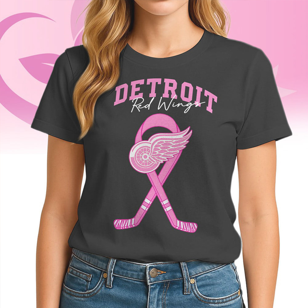 Detroit Red Wings Breast Cancer Awareness Puck Pink Ribbon Support Hockey Fan Shirt Detroit Red Wings Breast Cancer Awareness Puck Pink Ribbon Support Hockey Fan Shirt