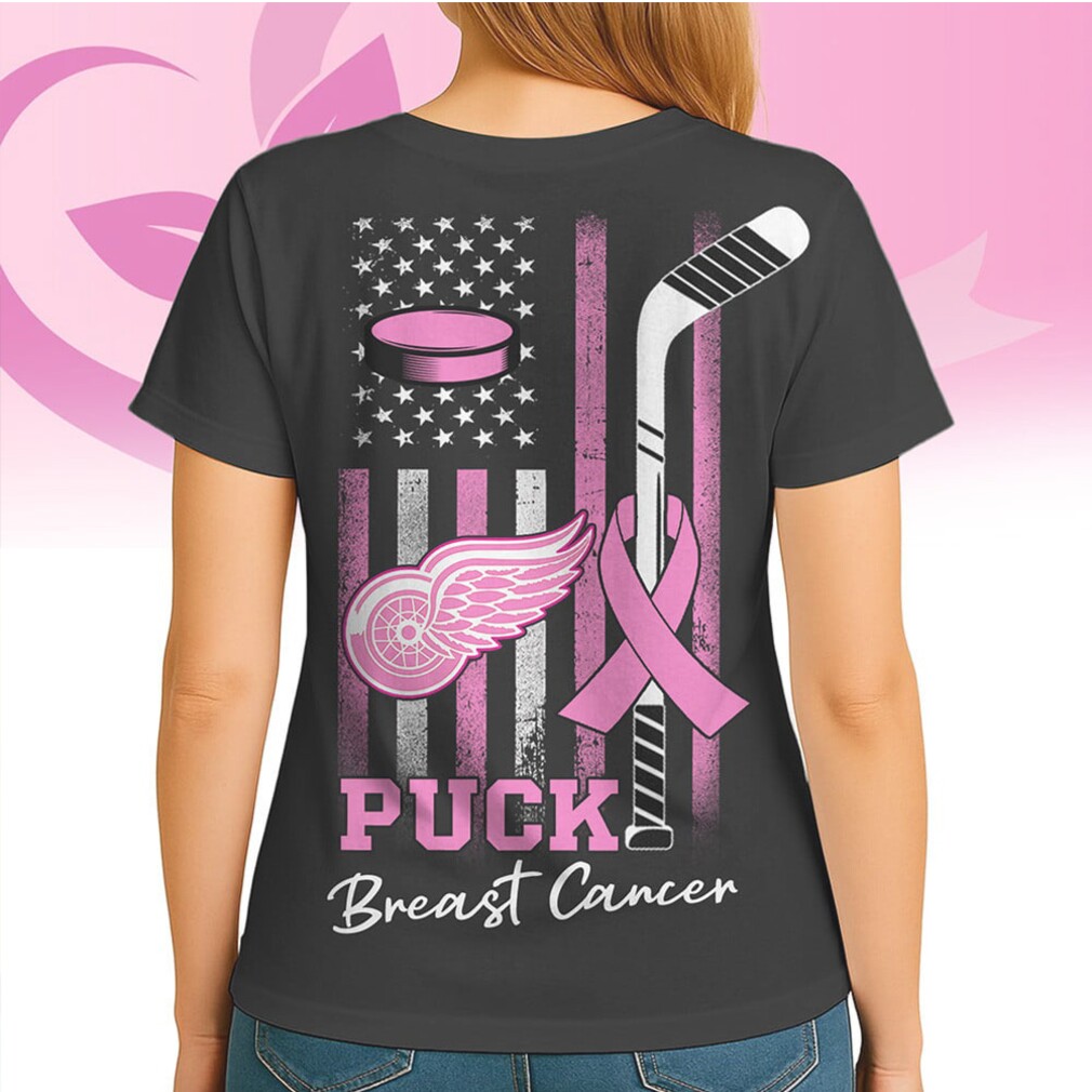 Detroit Red Wings Breast Cancer Awareness Puck Pink Ribbon Support Hockey Fan Shirt Detroit Red Wings Breast Cancer Awareness Puck Pink Ribbon Support Hockey Fan Shirt