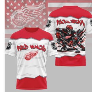 Detroit Red Wings Puck Yeah Skeleton Style Hockey Fan Shirt