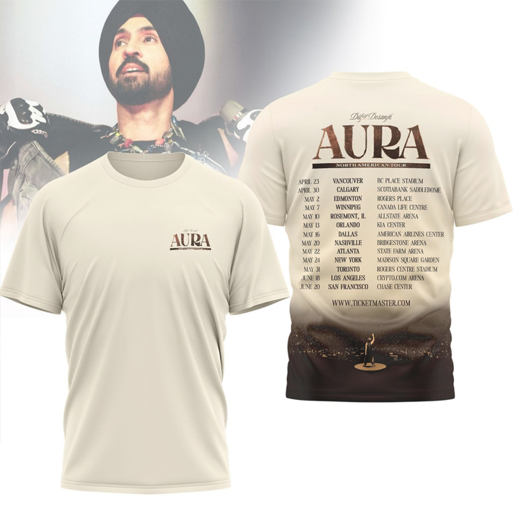 Diljit Dosanjh Aura North American Tour 2026 Concert Fan Gift T Shirt Diljit Dosanjh Aura North American Tour 2026 Concert Fan Gift T Shirt