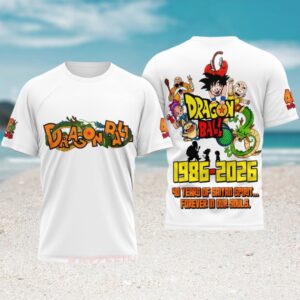 Dragon Ball 40 Years Anniversary Saiyan Spirit Vintage Anime 1986 2026 Memorial T Shirt