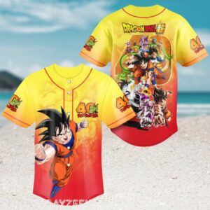 Dragon Ball 40th Anniversary Goku Baseball Jersey Anime Graphic Button Up Streetwear Shirt