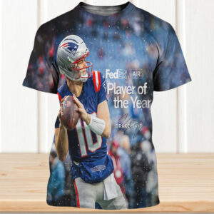 Drake Maye FedEx Air Player Of The Year New England Patriots Football Shirt Drake Maye FedEx Air Player Of The Year New England Patriots Football Shirt