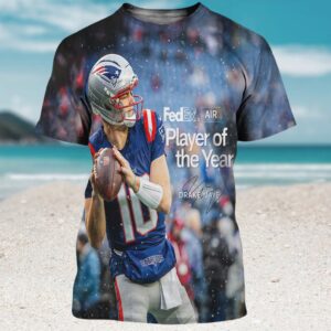 Drake Maye FedEx Air Player Of The Year New England Patriots Football Shirt