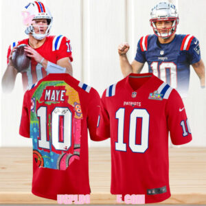 Drake Maye New England Patriots Super Bowl LX Custom Graphic Red Football Jersey Drake Maye New England Patriots Super Bowl LX Custom Graphic Red Football Jersey