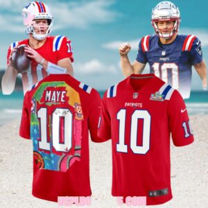 Drake Maye New England Patriots Super Bowl LX Custom Graphic Red Football Jersey
