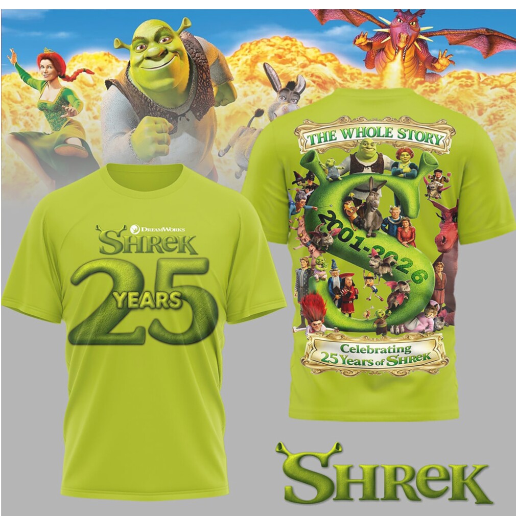 DreamWorks Shrek 25 Years Anniversary Celebration The Whole Story Character T Shirt DreamWorks Shrek 25 Years Anniversary Celebration The Whole Story Character T Shirt