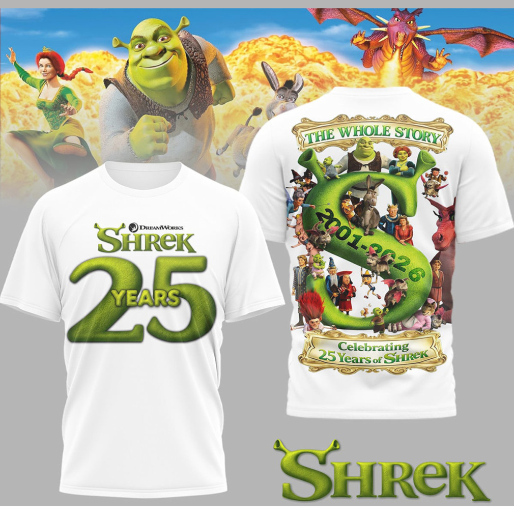 DreamWorks Shrek 25 Years Anniversary Celebration The Whole Story Character T Shirt DreamWorks Shrek 25 Years Anniversary Celebration The Whole Story Character T Shirt