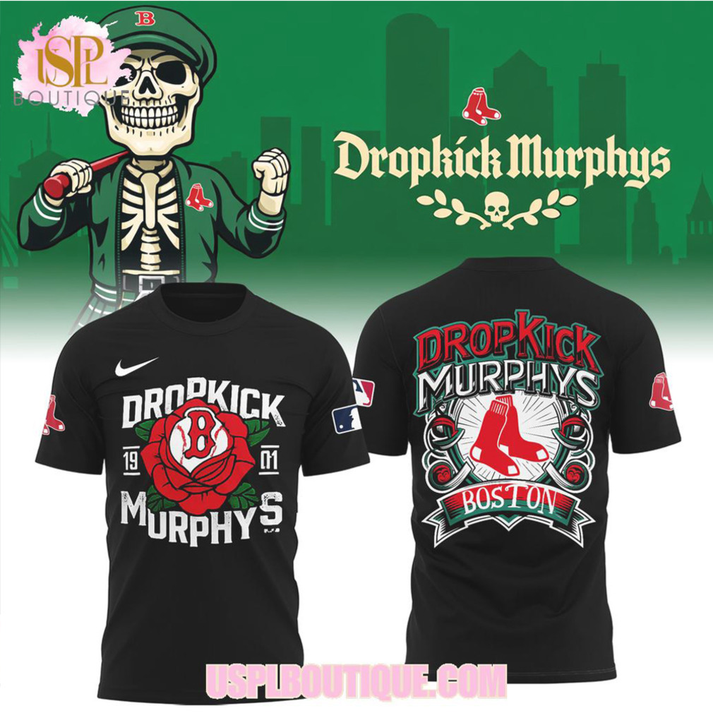 Dropkick Murphys Boston Red Sox Skeleton Baseball Graphic Tee Irish Punk Rock Apparel Dropkick Murphys Boston Red Sox Skeleton Baseball Graphic Tee Irish Punk Rock Apparel