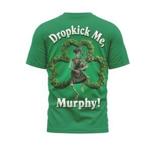 Dropkick Murphys Saint Patrick's Day Skeleton Bagpipes Green Clover Punk Rock Fan T Shirt
