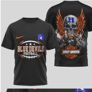 Duke Blue Devils Football Harley Davidson Skull Wings Vintage 90s Biker Graphic T Shirt Duke Blue Devils Football Harley Davidson Skull Wings Vintage 90s Biker Graphic T Shirt