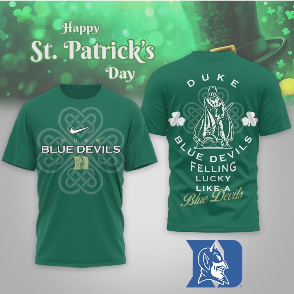 Duke Blue Devils St. Patrick's Day Lucky Clover Graphic Performance T Shirt Duke Blue Devils St. Patrick's Day Lucky Clover Graphic Performance T Shirt