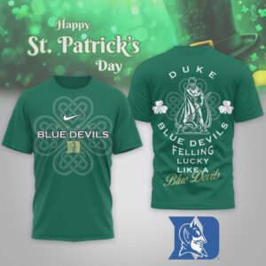 Duke Blue Devils St. Patrick's Day Lucky Clover Graphic Performance T Shirt