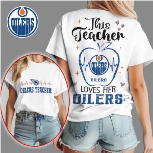 Edmonton Oilers Teacher Appreciation Apple Hockey Fan Apparel Casual Game Day Shirt
