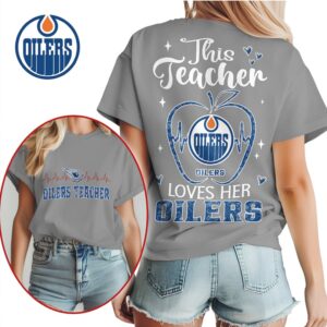 Edmonton Oilers Teacher Appreciation Apple Hockey Fan Apparel Casual Game Day Shirt
