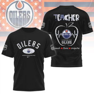 Edmonton Oilers Teacher Appreciation Night Apple Graphic Tee NHL Hockey Fan Shirt Edmonton Oilers Teacher Appreciation Night Apple Graphic Tee NHL Hockey Fan Shirt