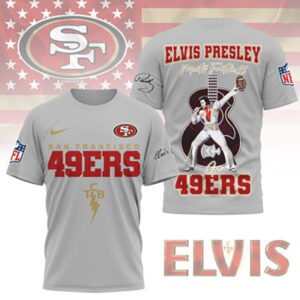 Elvis Presley Meets Football San Francisco 49ers NFL Music tshirt
