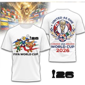FIFA World Cup 2026 Canada USA Mexico United As One Soccer Fan Graphic Tee FIFA World Cup 2026 Canada USA Mexico United As One Soccer Fan Graphic Tee