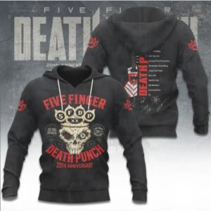 Five Finger Death Punch 20th Anniversary Skull Heavy Metal Band Tour Graphic T Shirt Five Finger Death Punch 20th Anniversary Skull Heavy Metal Band Tour Graphic T Shirt