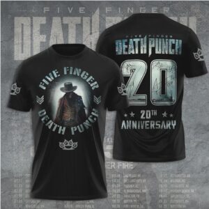 Five Finger Death Punch 20th Anniversary Western Gunslinger Metal Aesthetic T Shirt