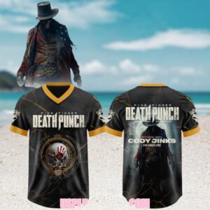 Five Finger Death Punch 20th Anniversary World Tour 2026 Signature Black Baseball Jersey